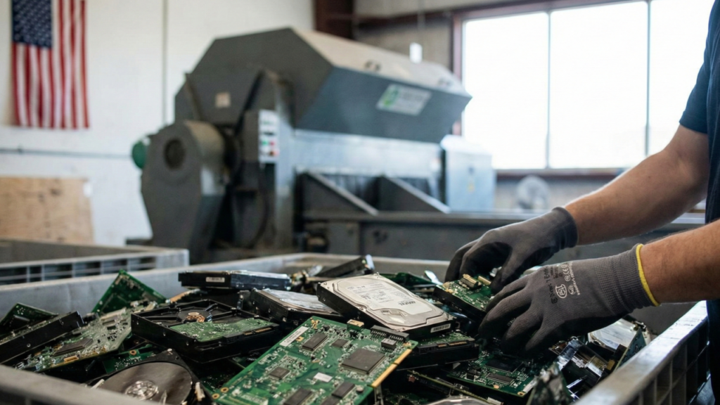 Hard drives sorted for magnet recovery
